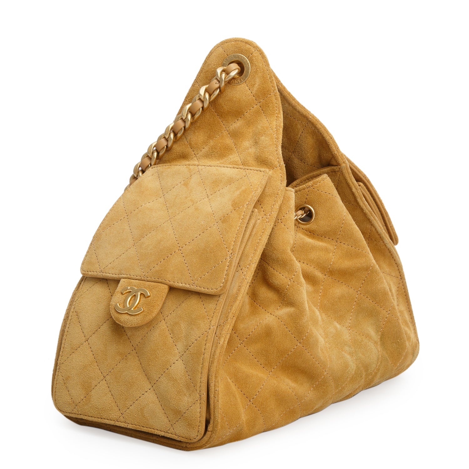 Chanel Tan Suede 25 Small Handbag w/ Box
