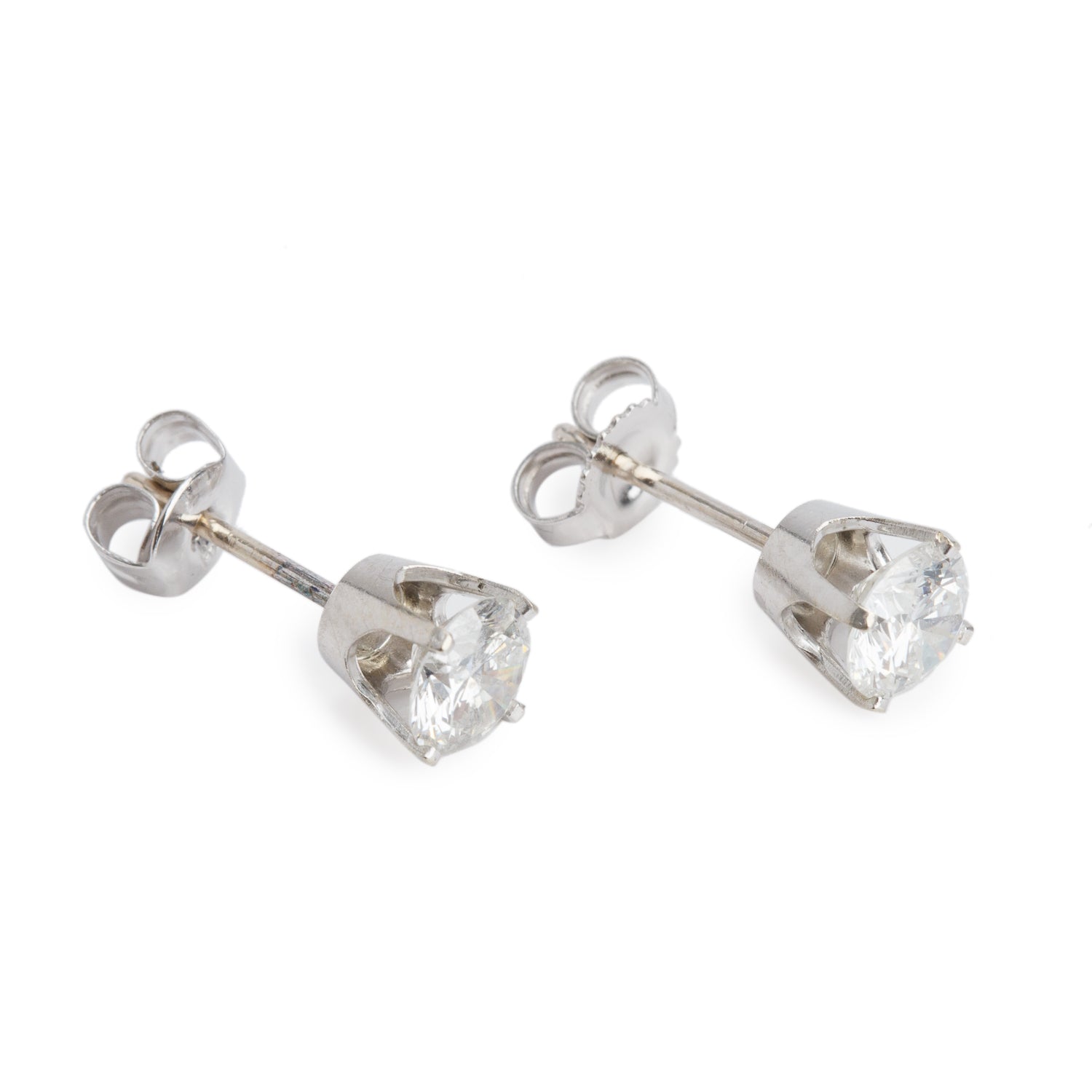 14k White Gold 1.00 tcw. Diamond Stud Earrings