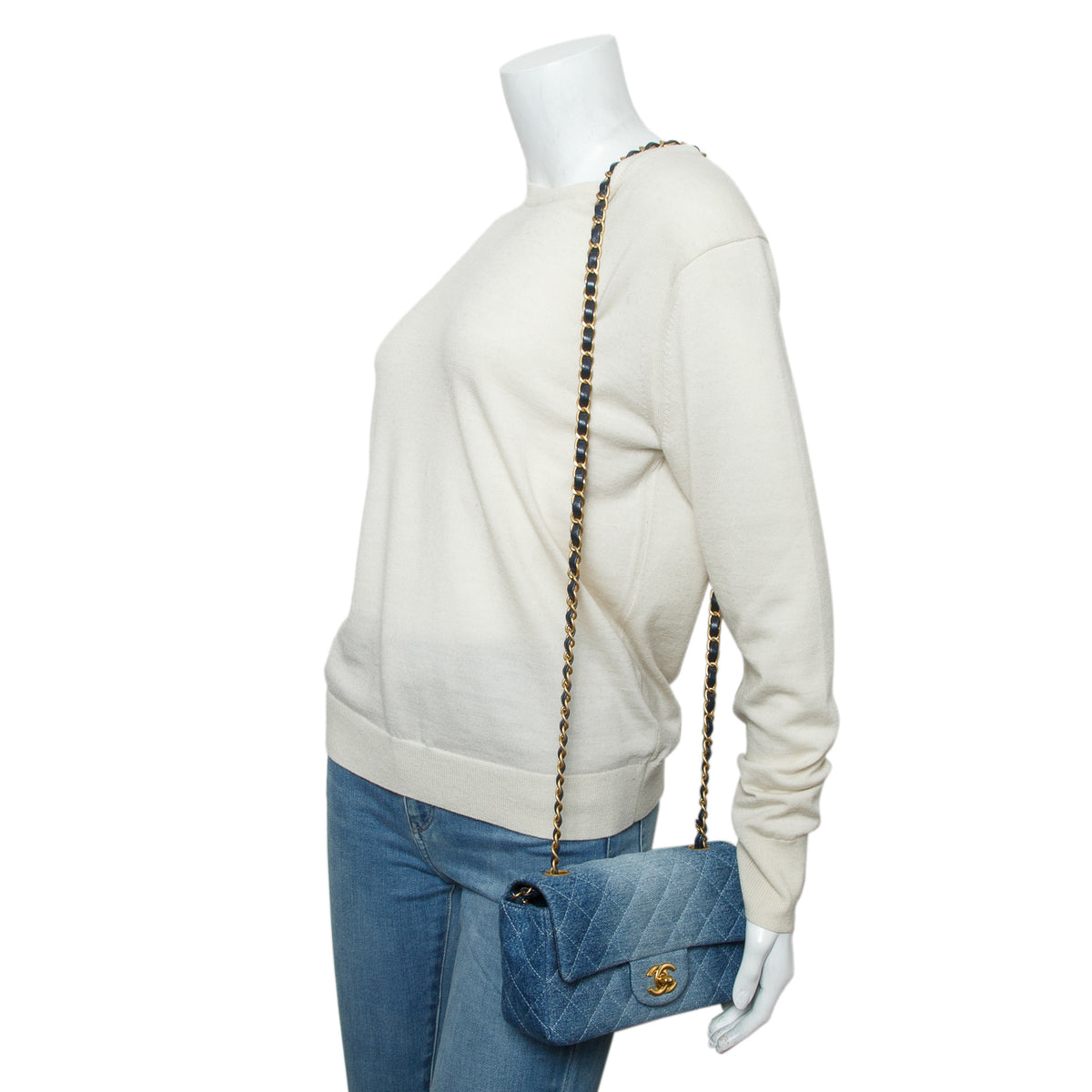 Chanel Blue Washed Denim Quilted Mini Rectangular Flap w/ Box