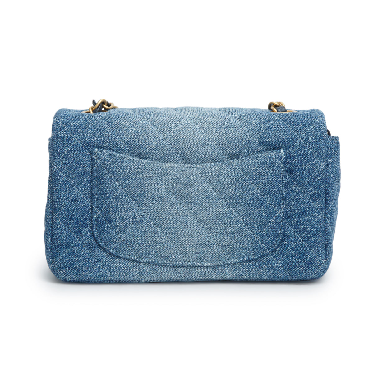 Chanel Blue Washed Denim Quilted Mini Rectangular Flap w/ Box