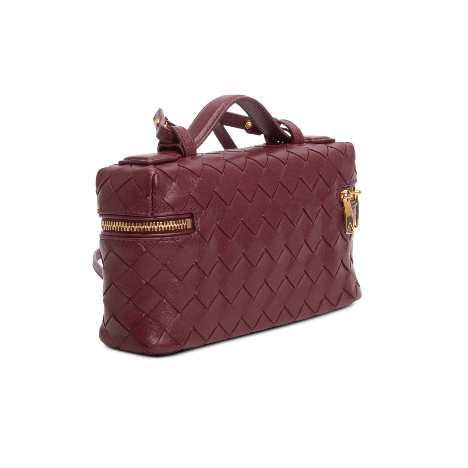 Bottega Veneta Burgundy Nappa Intrecciato Bang Bang Vanity Case w/ Strap