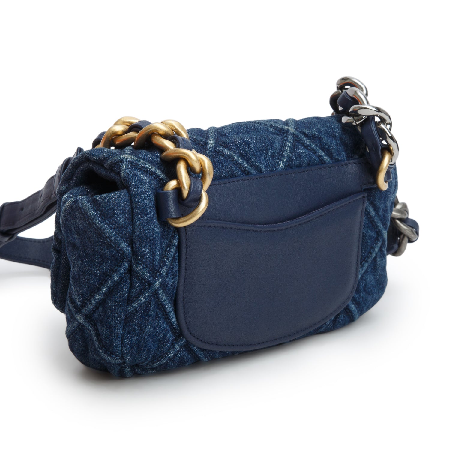 Chanel 2020 Blue Denim Quilted 19 Waist Bag w/ Authenticity Card