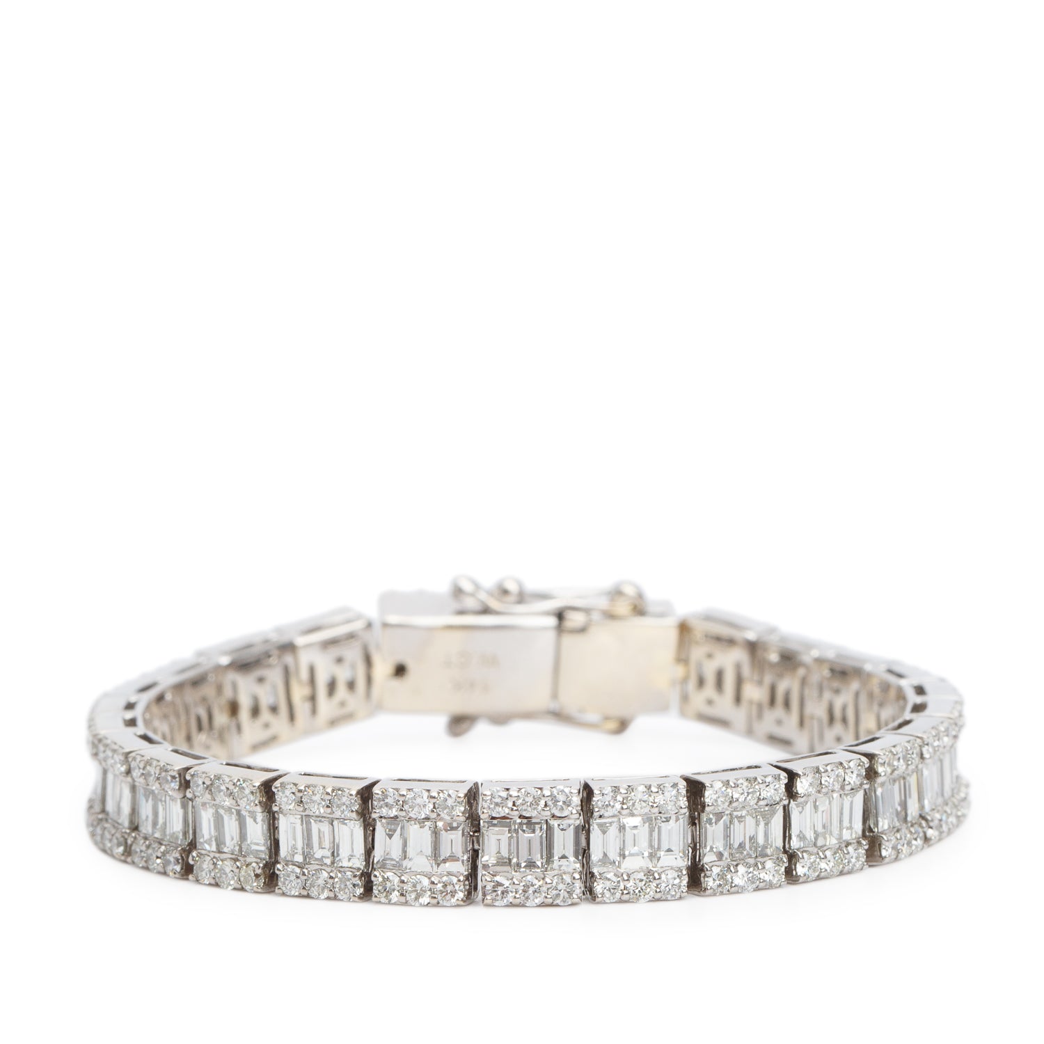 14k White Gold 9.47 tcw. Three Rows Diamond Tennis Bracelet