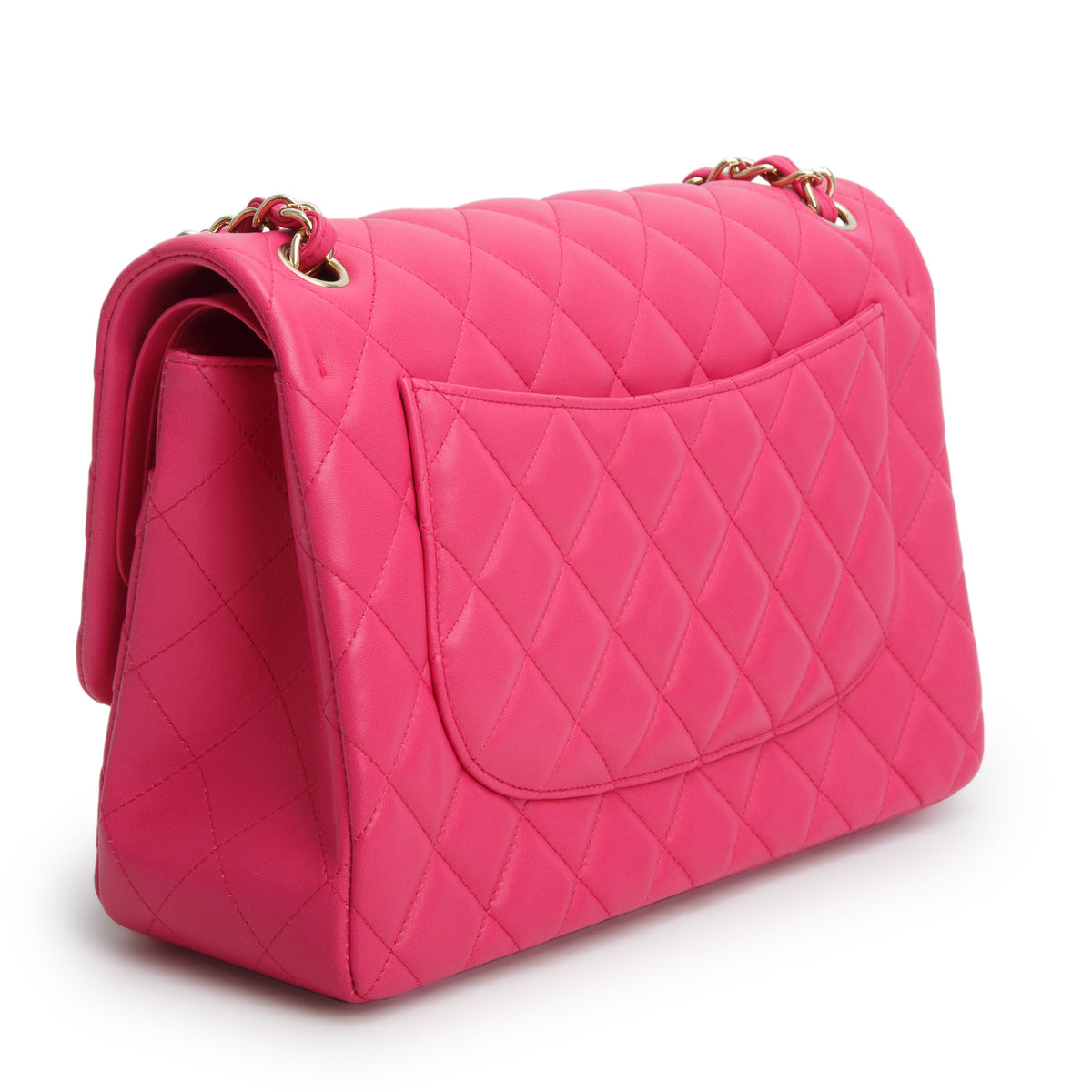 Chanel Pink Quilted Lambskin Leather Classic Jumbo Double Flap Bag w/ Box & Authenticity Card