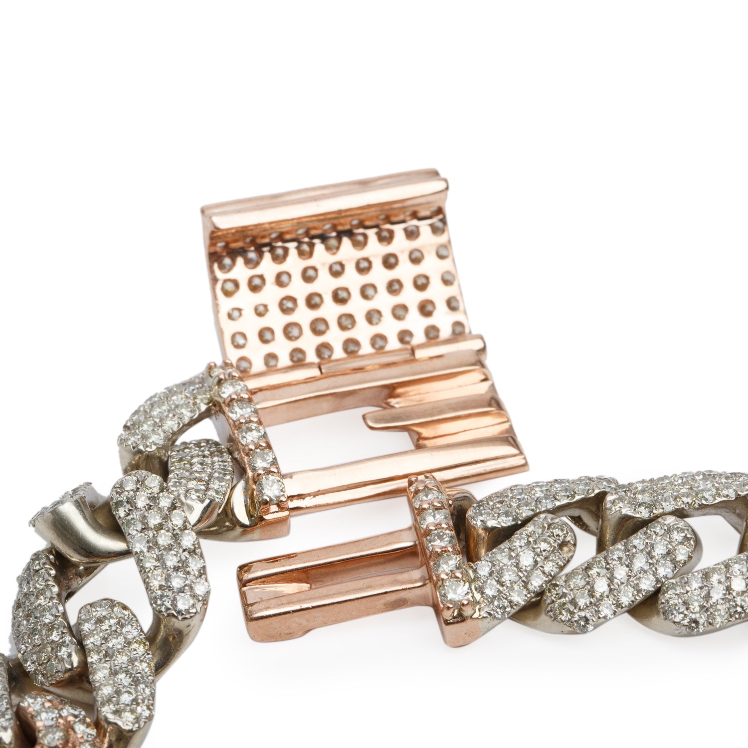 10k White & Rose Gold 15.70 tcw. Pave Diamond Link Bracelet