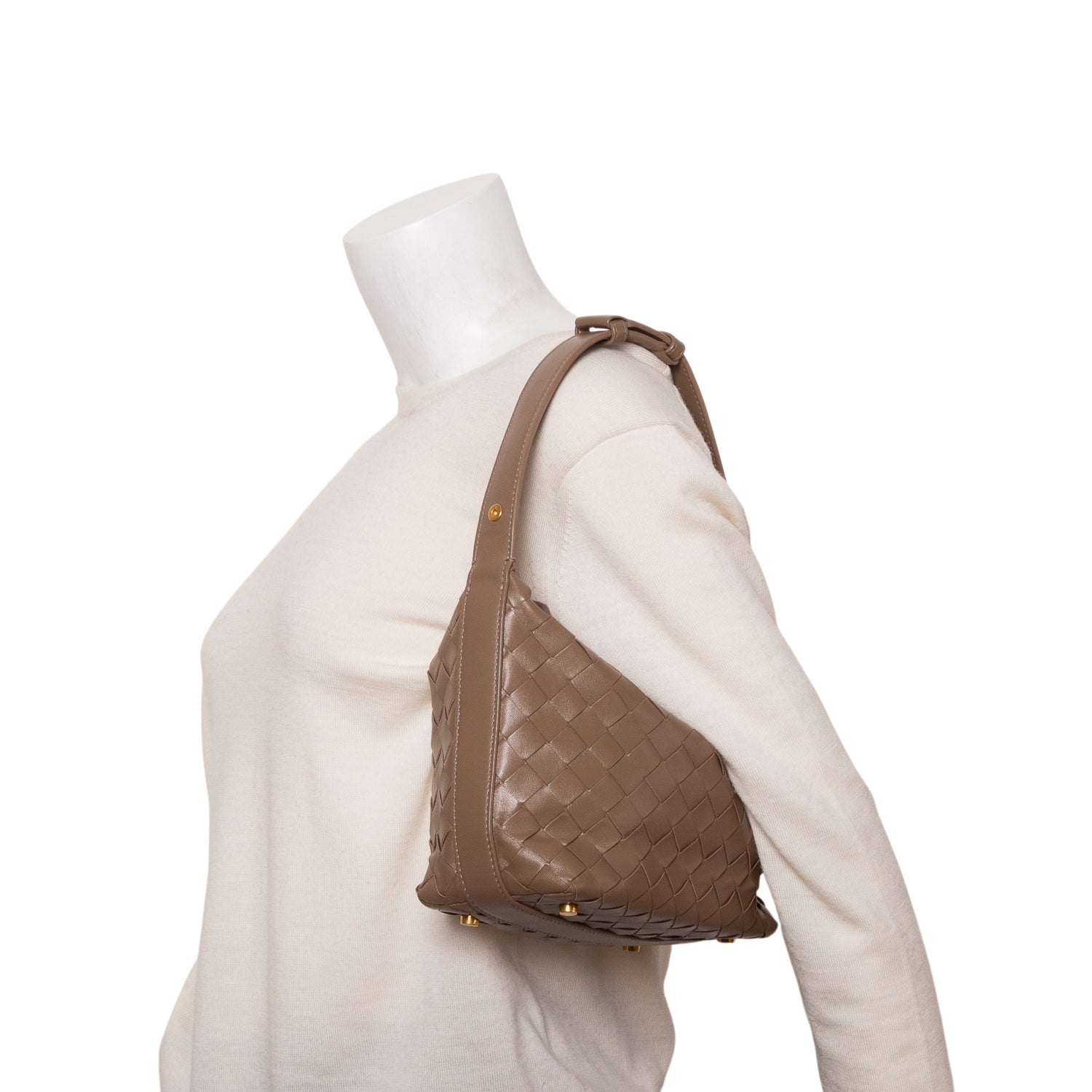 Bottega Veneta Taupe Calfskin Nappa Intrecciato Mini Wallace