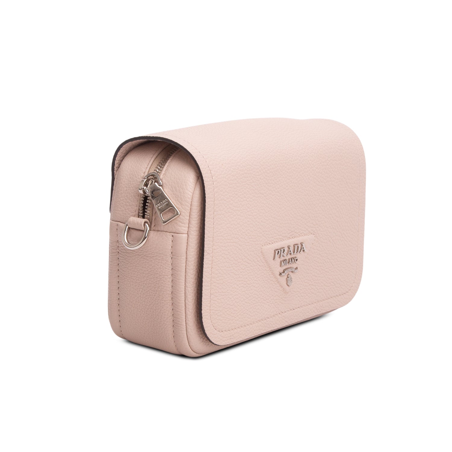 Prada Pink Vitello Daino Soft Logo Flap Crossbody Bag w/ Box & Straps