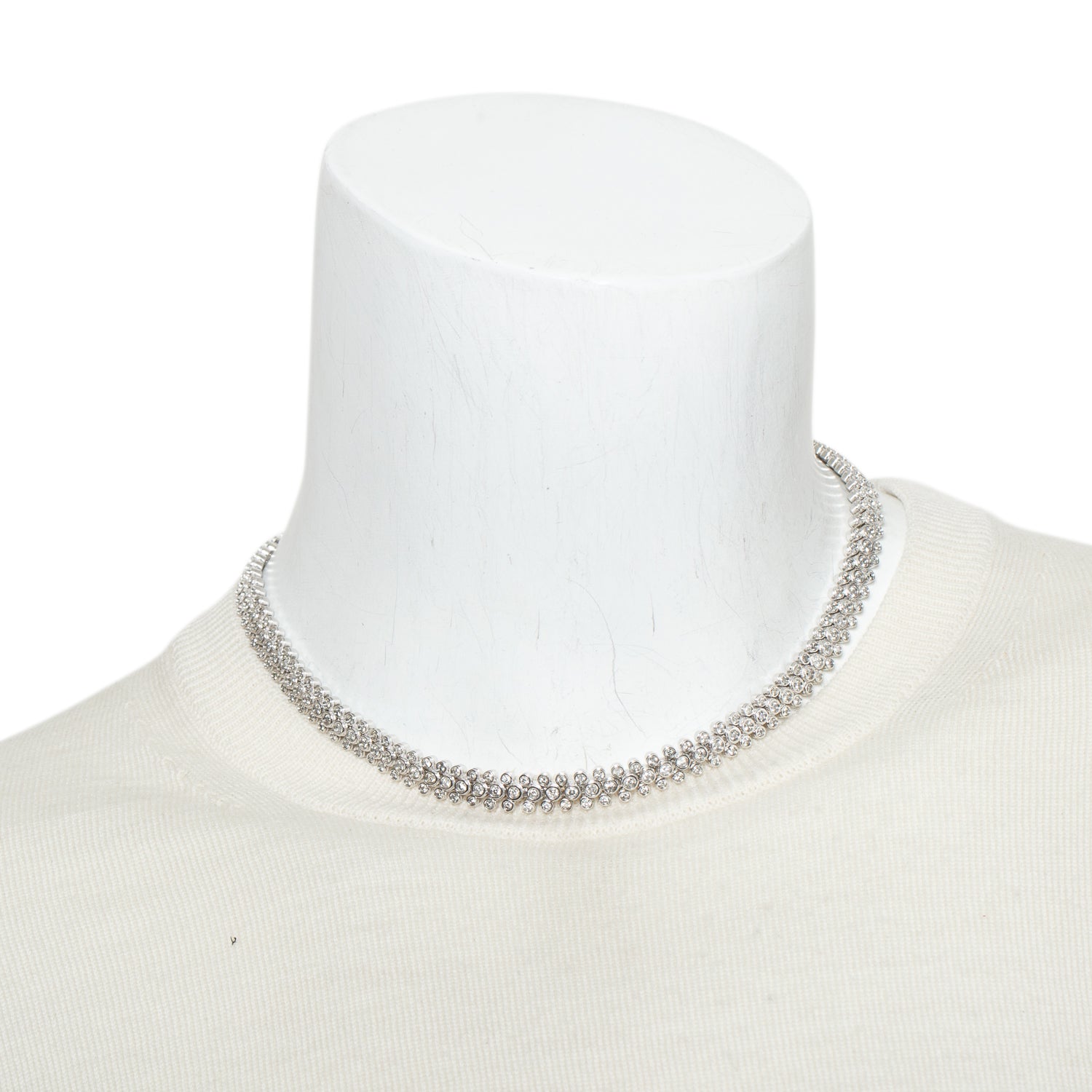 18k White Gold 7.00 tcw. Three Rows Diamond Necklace