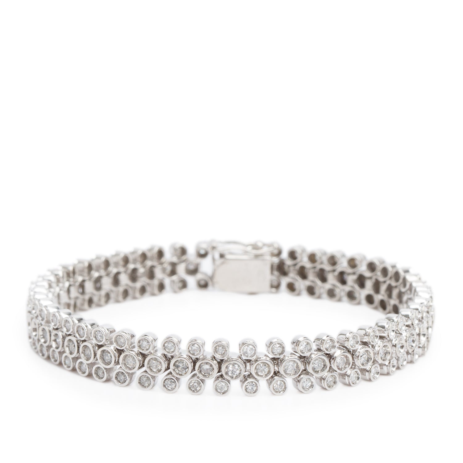 18k White Gold 3.00 tcw. Three Rows Diamond Bracelet