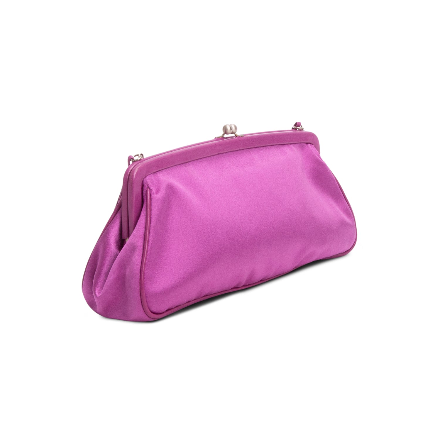 Prada Purple Satin Raso Chic Kiss Lock Clutch w/ Authenticity Card