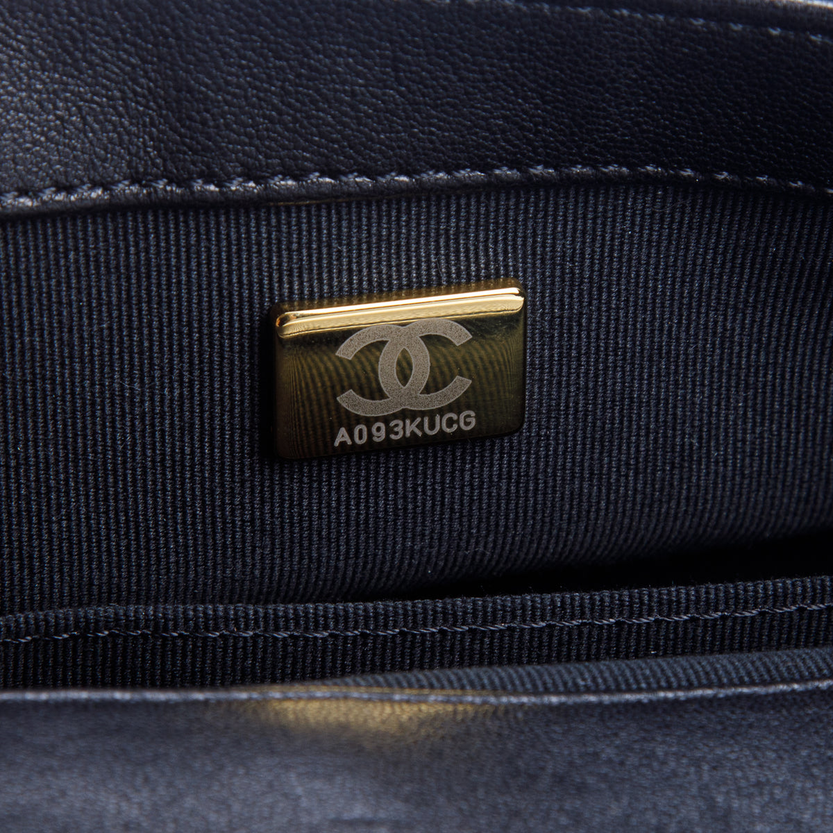 Chanel Black Lambskin Quilted Metal Mini Oval Top Handle Square Flap