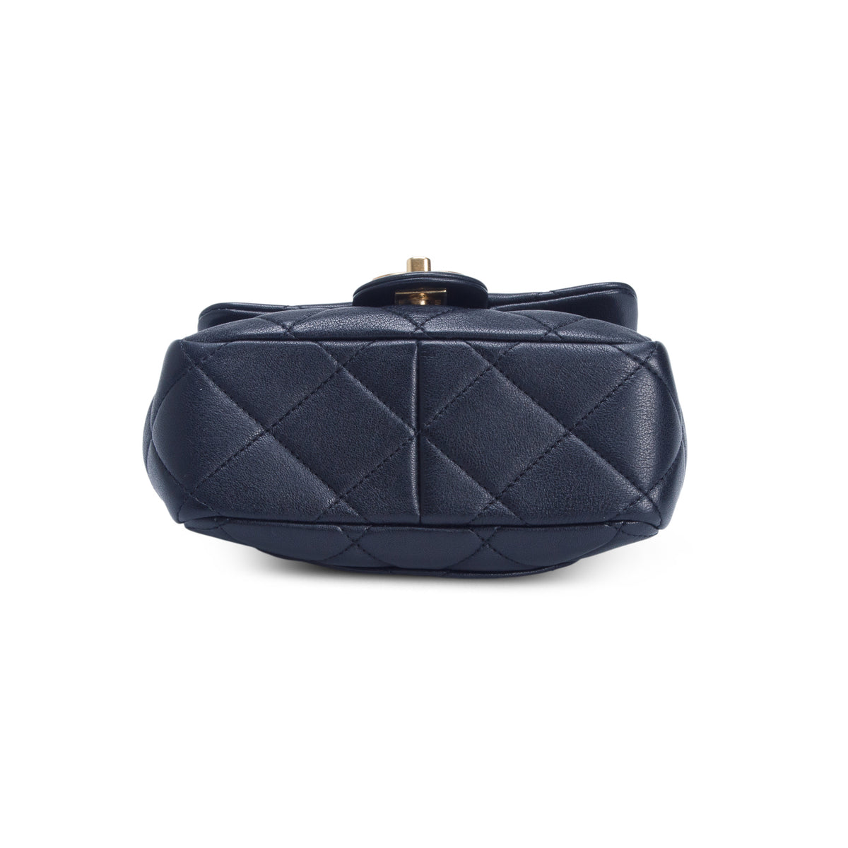 Chanel Black Lambskin Quilted Metal Mini Oval Top Handle Square Flap