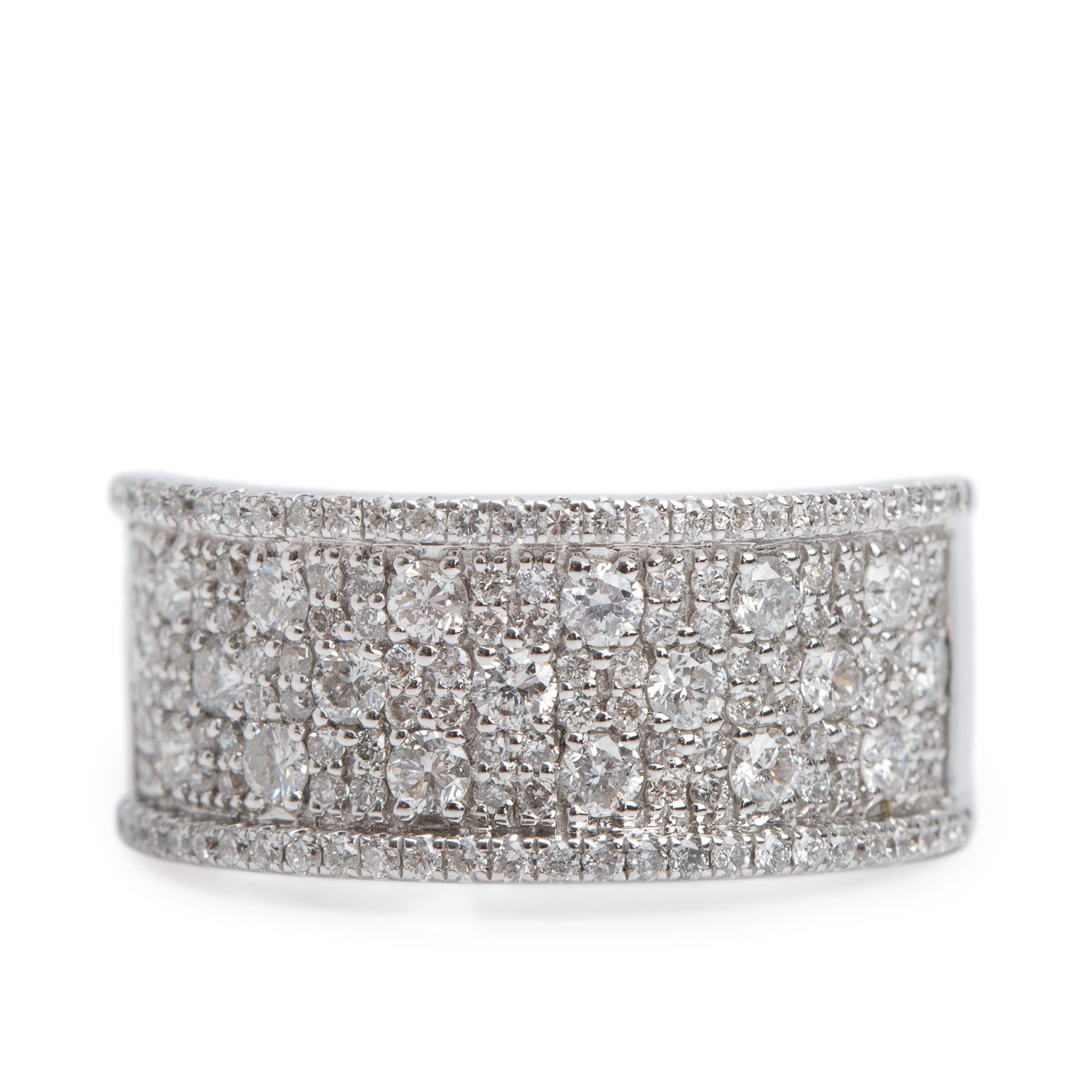 18k White Gold 1.37 tcw. Pave Diamond Band Ring, Size 7