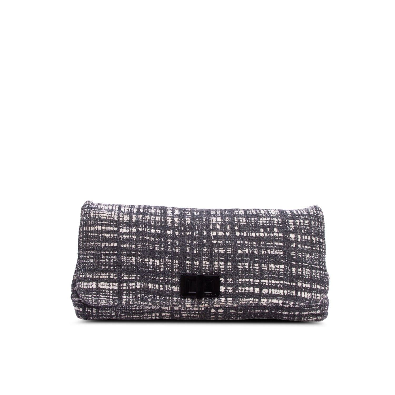 Prada Grey Tweed Large Lela Clutch