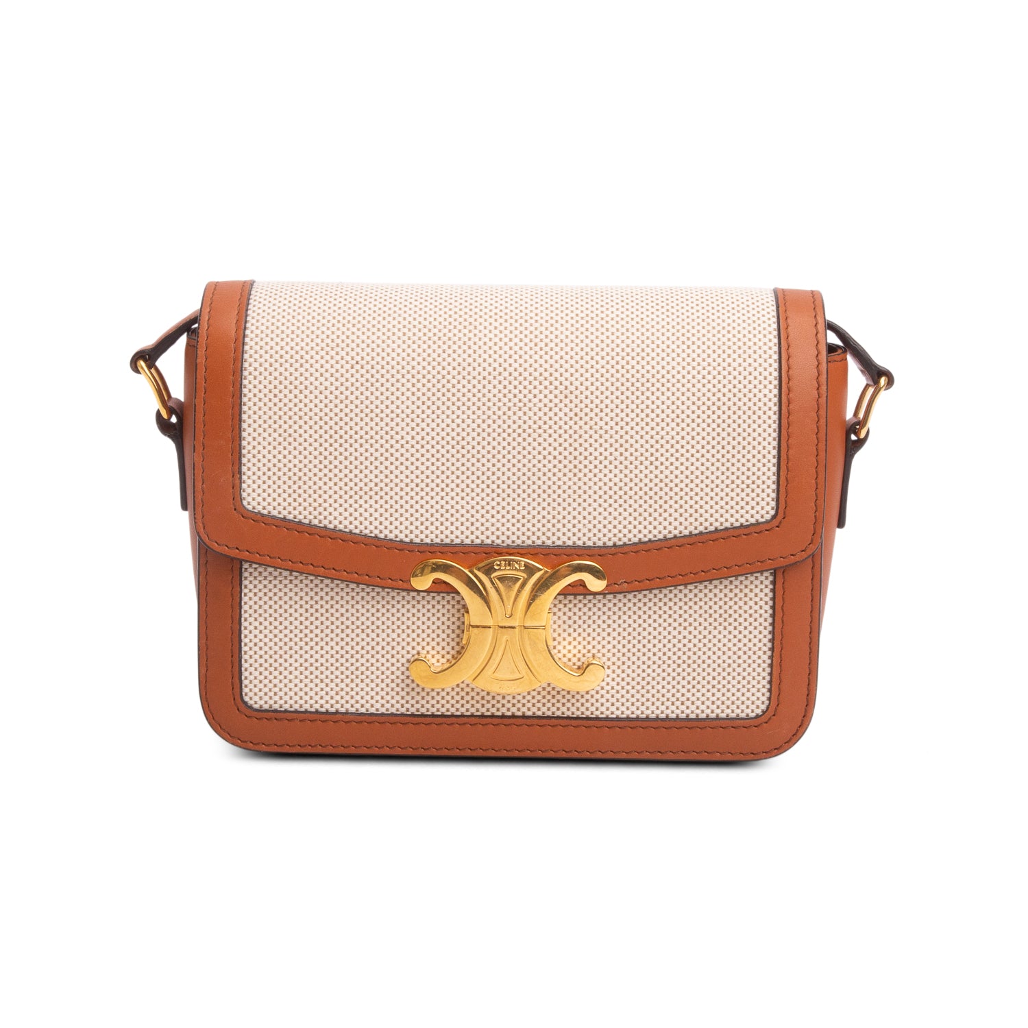 Celine 2020 Beige Textile Natural Calfskin Teen Triomphe