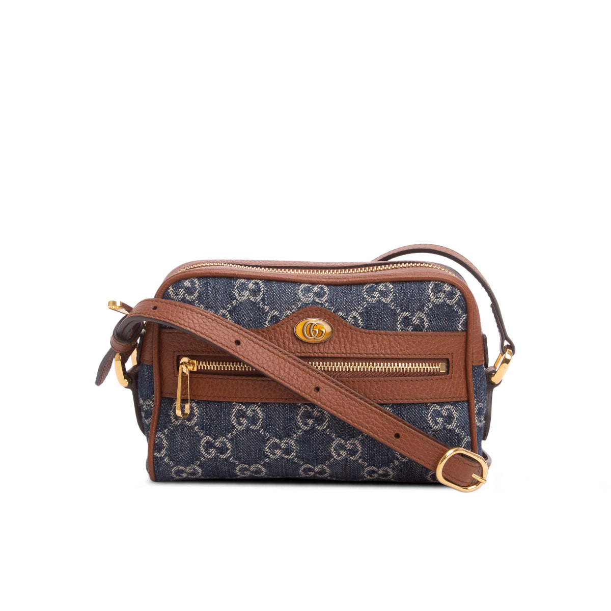 Gucci Blue Denim GG Monogram Dollar Calfskin Mini Ophidia Shoulder Bag