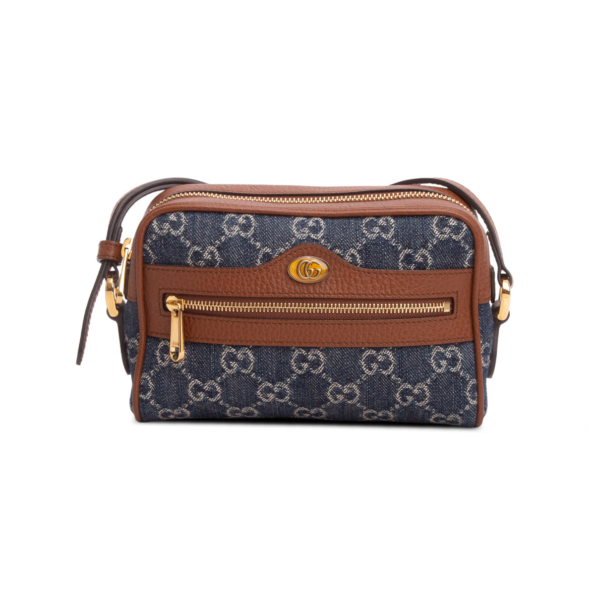 Gucci Blue Denim GG Monogram Dollar Calfskin Mini Ophidia Shoulder Bag