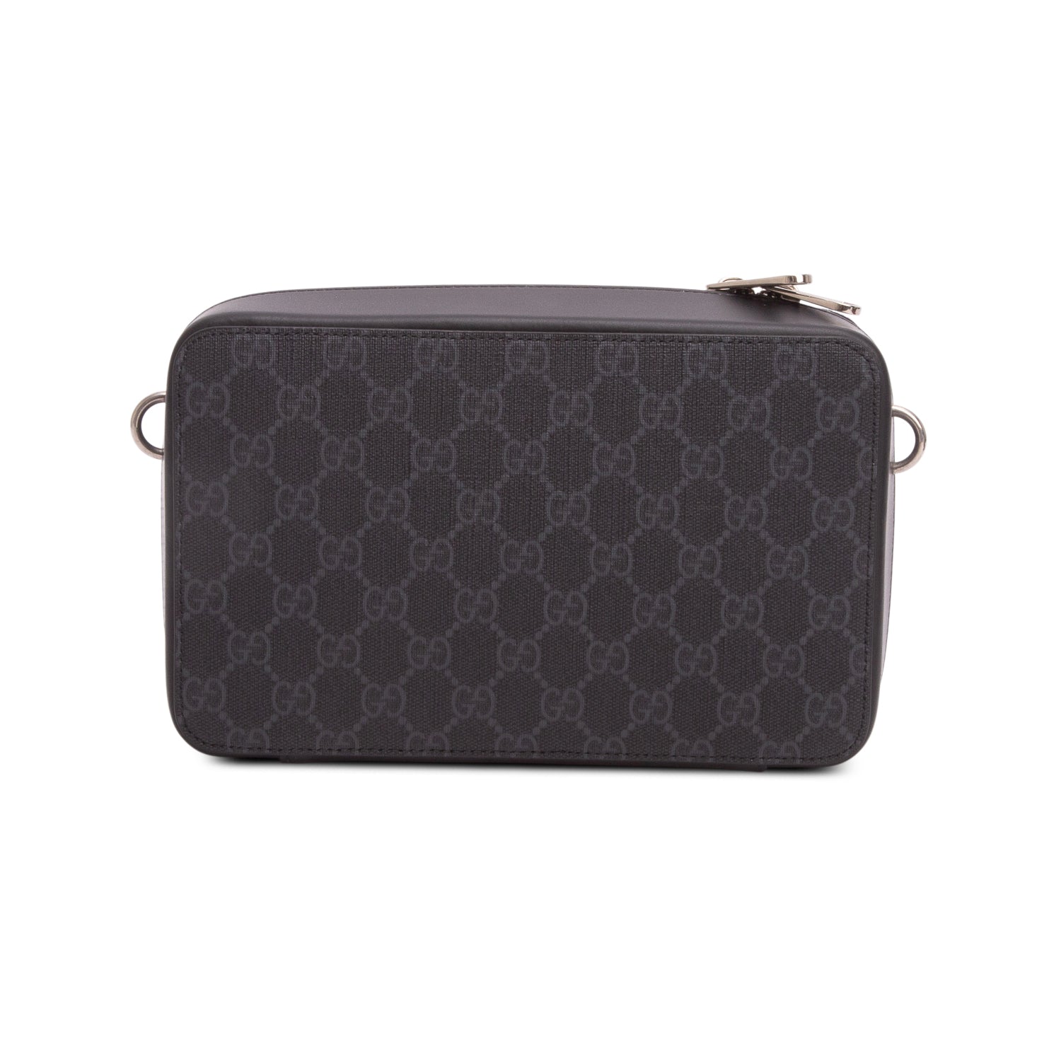 Gucci Black GG Supreme Monogram Calfskin Web Medium Messenger Bag