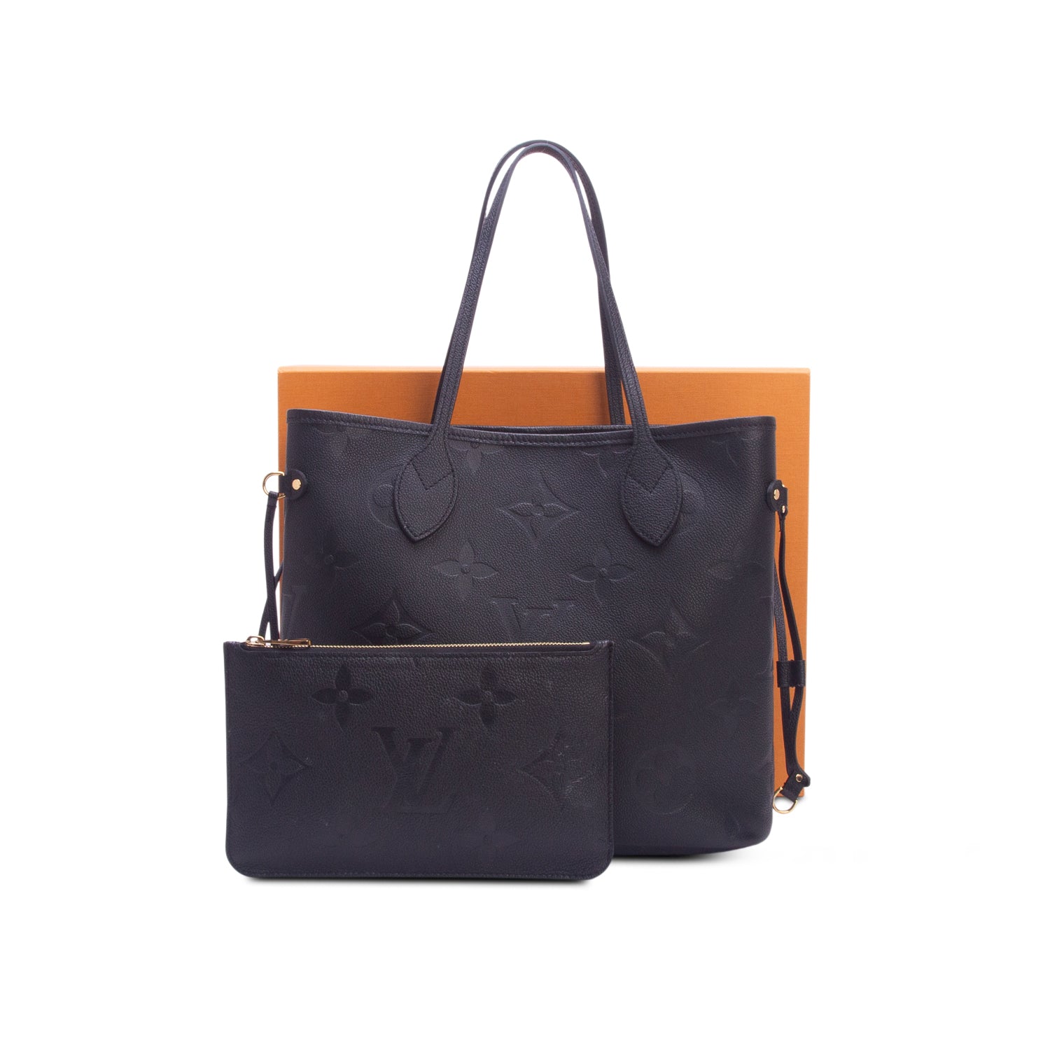 Louis Vuitton Black Empreinte Monogram Giant Neverfull MM w/ Box & Pouch
