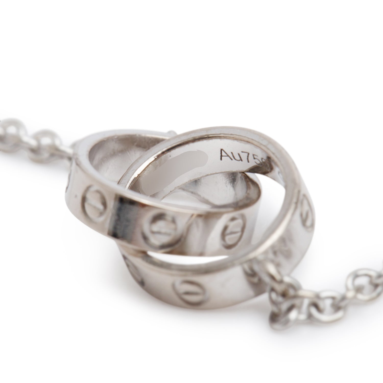 Cartier 18k White Gold Interlocking Love Bracelet w/ Box