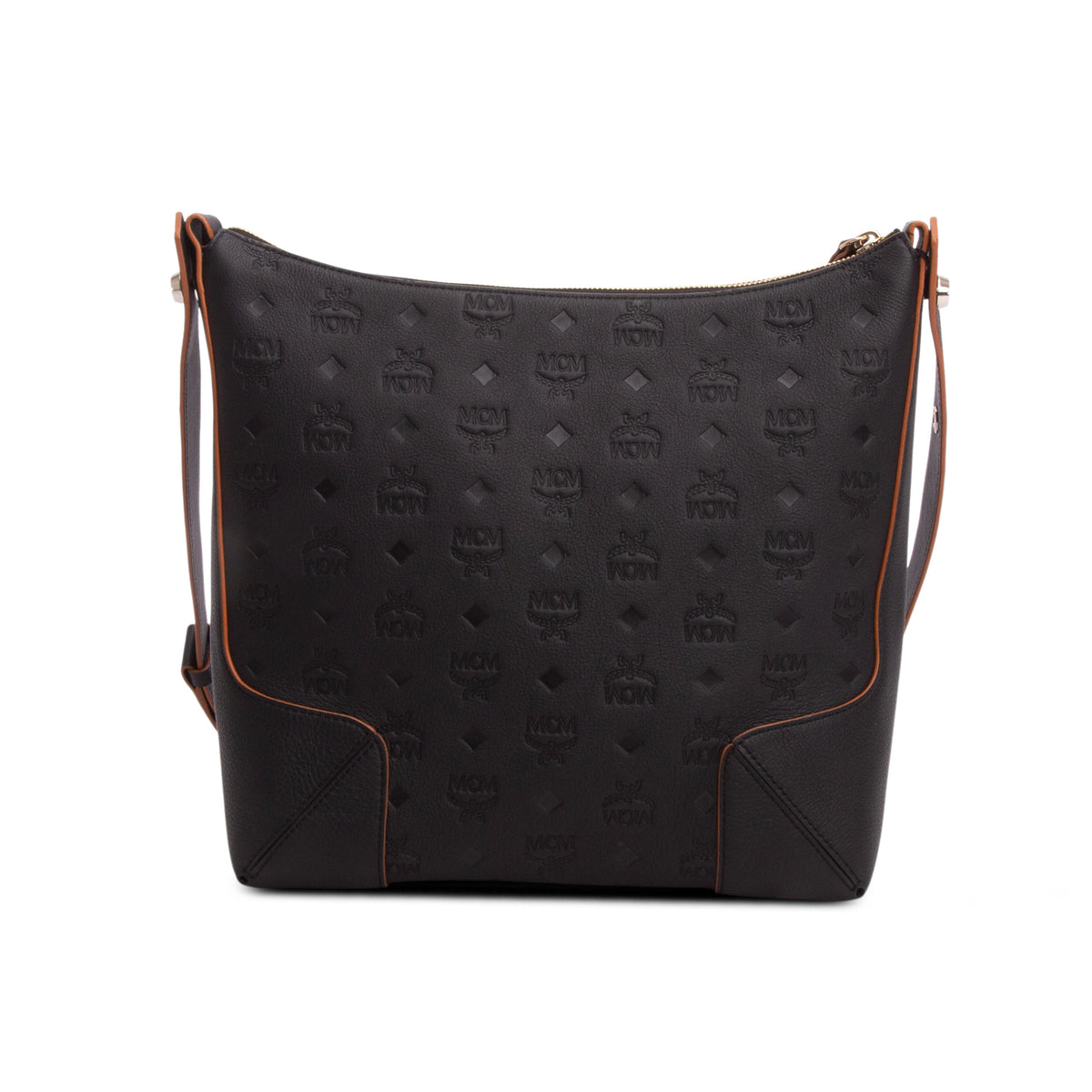 MCM Black Calfskin Ottomar Monogram Klara Medium Hobo