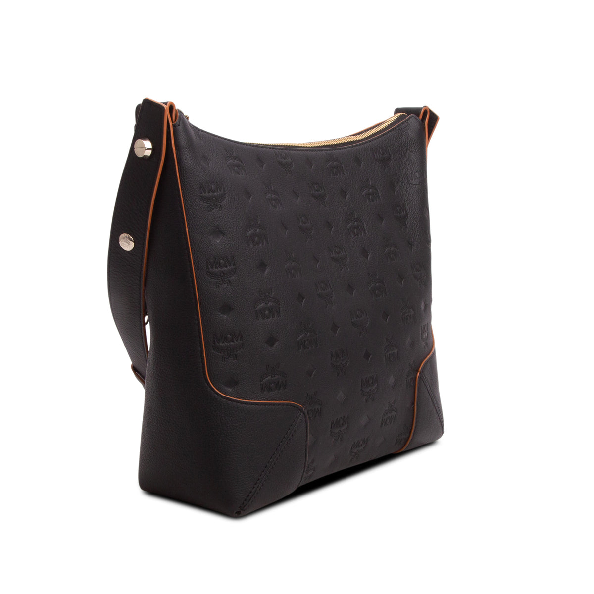 MCM Black Calfskin Ottomar Monogram Klara Medium Hobo