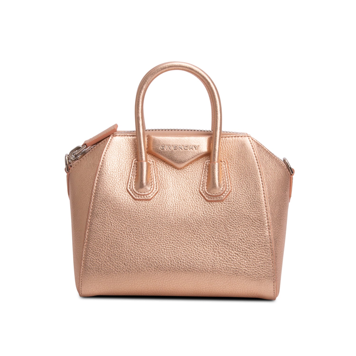 Givenchy Metallic Pink Goatskin Leather Mini Antigona Bag w/ Strap