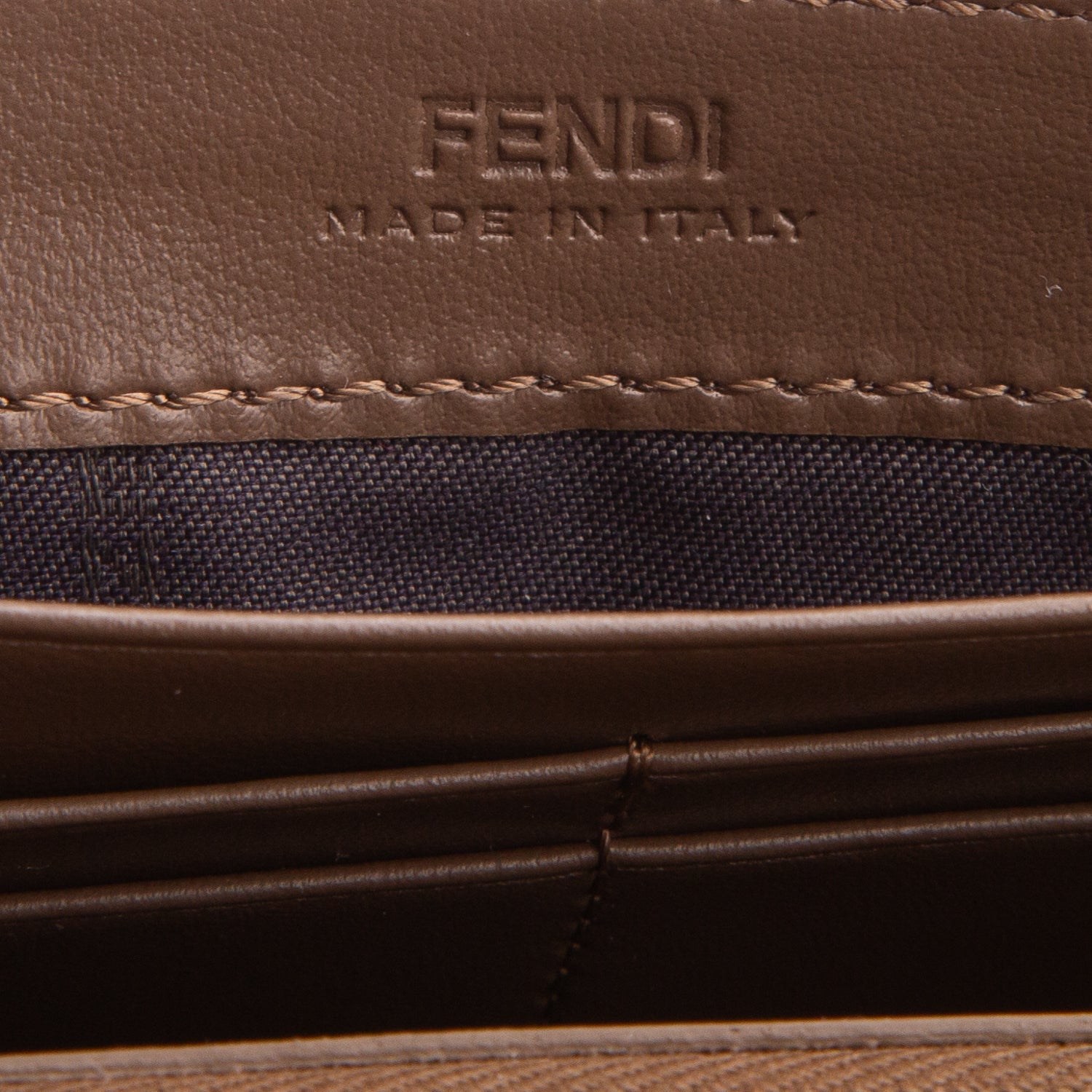 Fendi 2021 Brown FF Zucca Embossed Leather Continental Wallet on Chain w/ Box