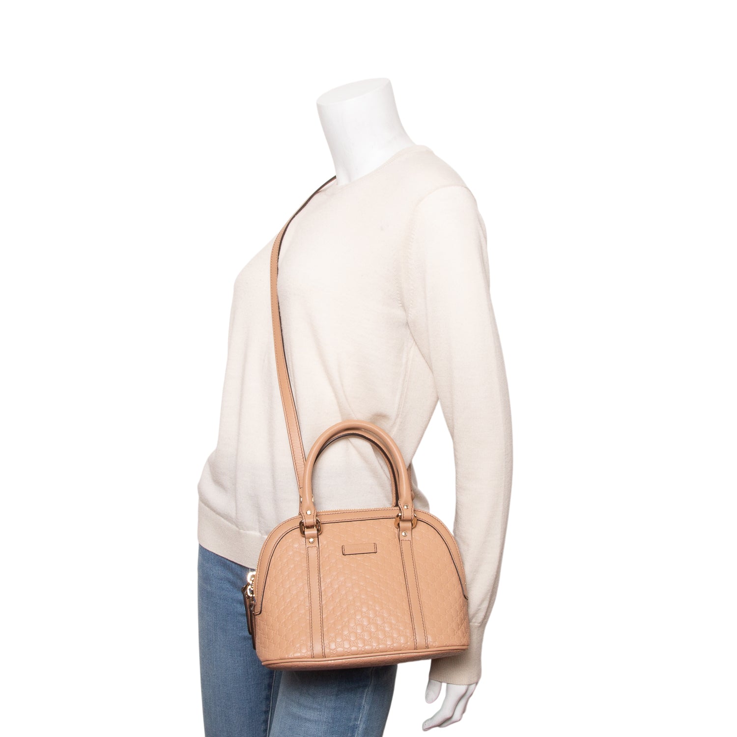 Gucci Pink Signature Leather Mini Dome Bag w/ Strap