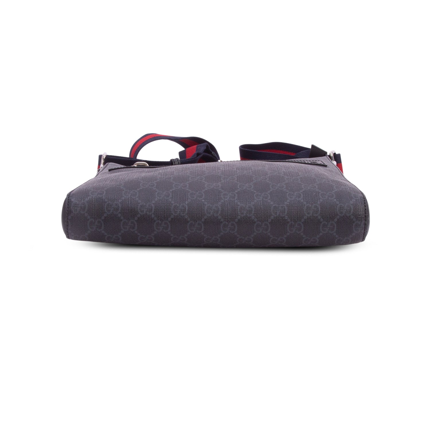 Gucci Black GG Supreme Monogram Web Flat Medium Messenger Bag