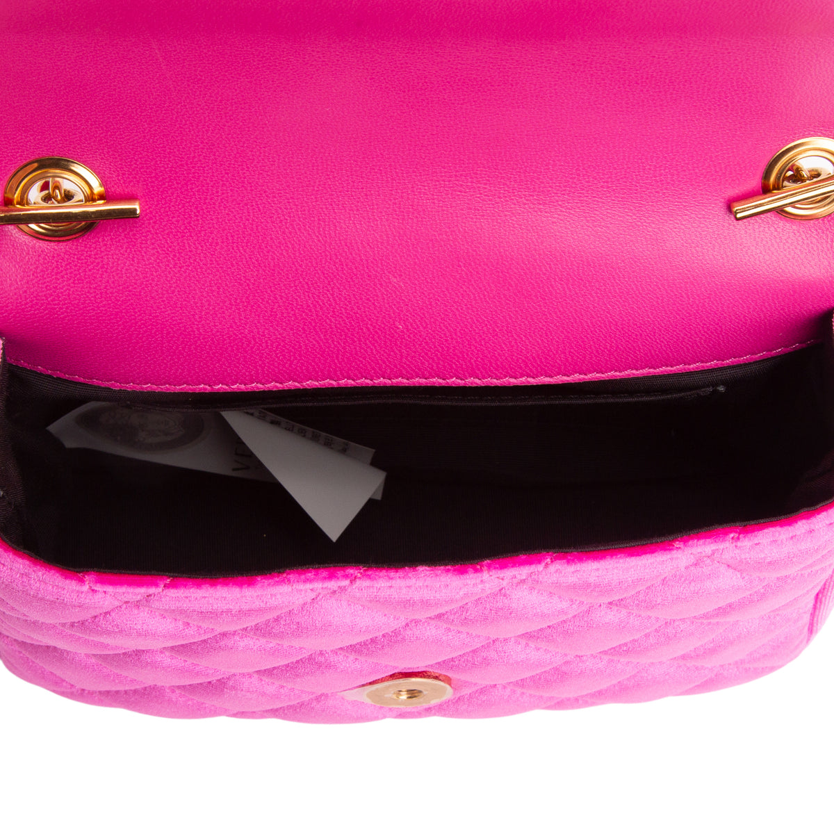 Versace Pink Velvet Quilted La Medusa Shoulder Bag