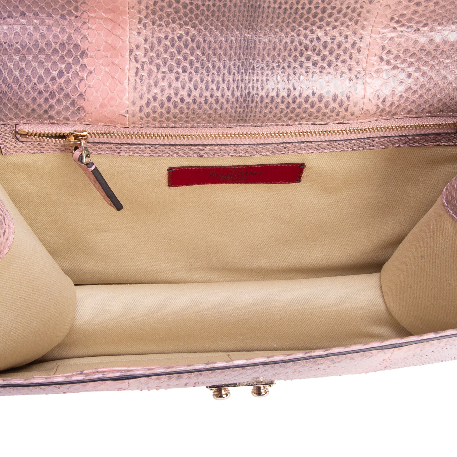 Valentino Pink Python Rockstud Medium Glam Lock Flap Bag