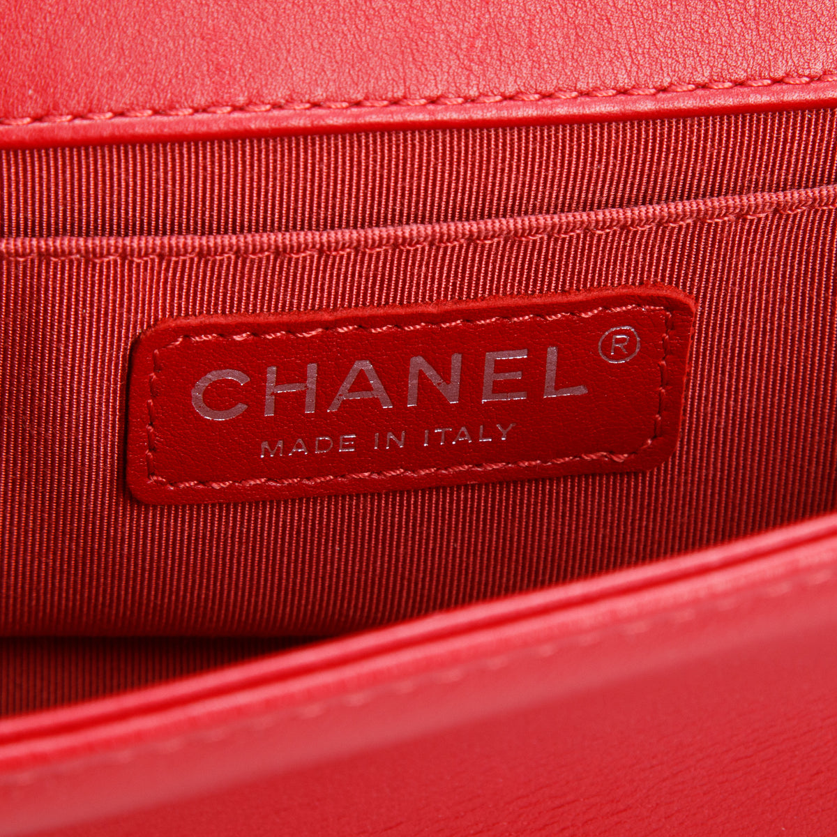 Chanel Red Calfskin Quilted Small Boy Bag w/ Authenticity Card