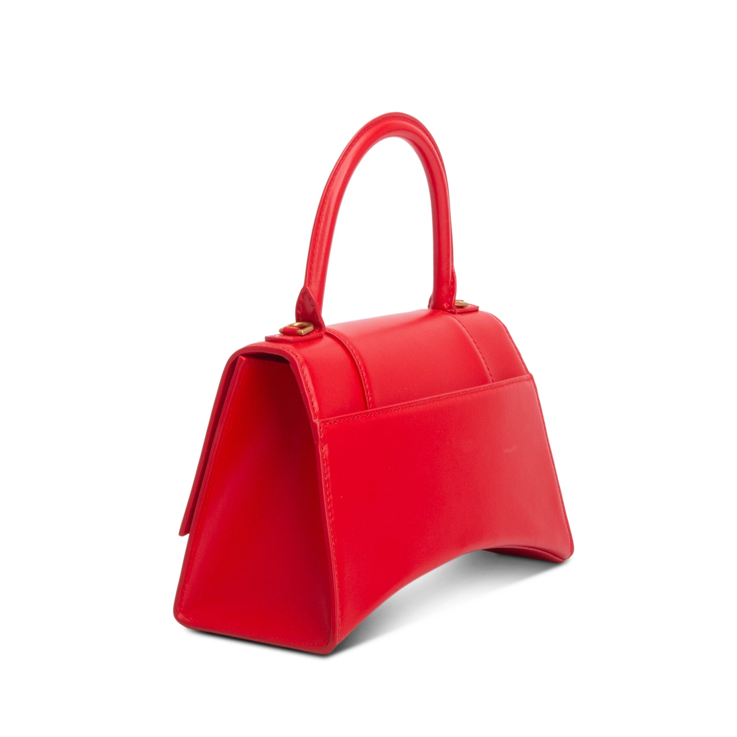 Balenciaga Red Shiny Box Calfskin Leather Small Hourglass Top Handle Bag w/ Strap