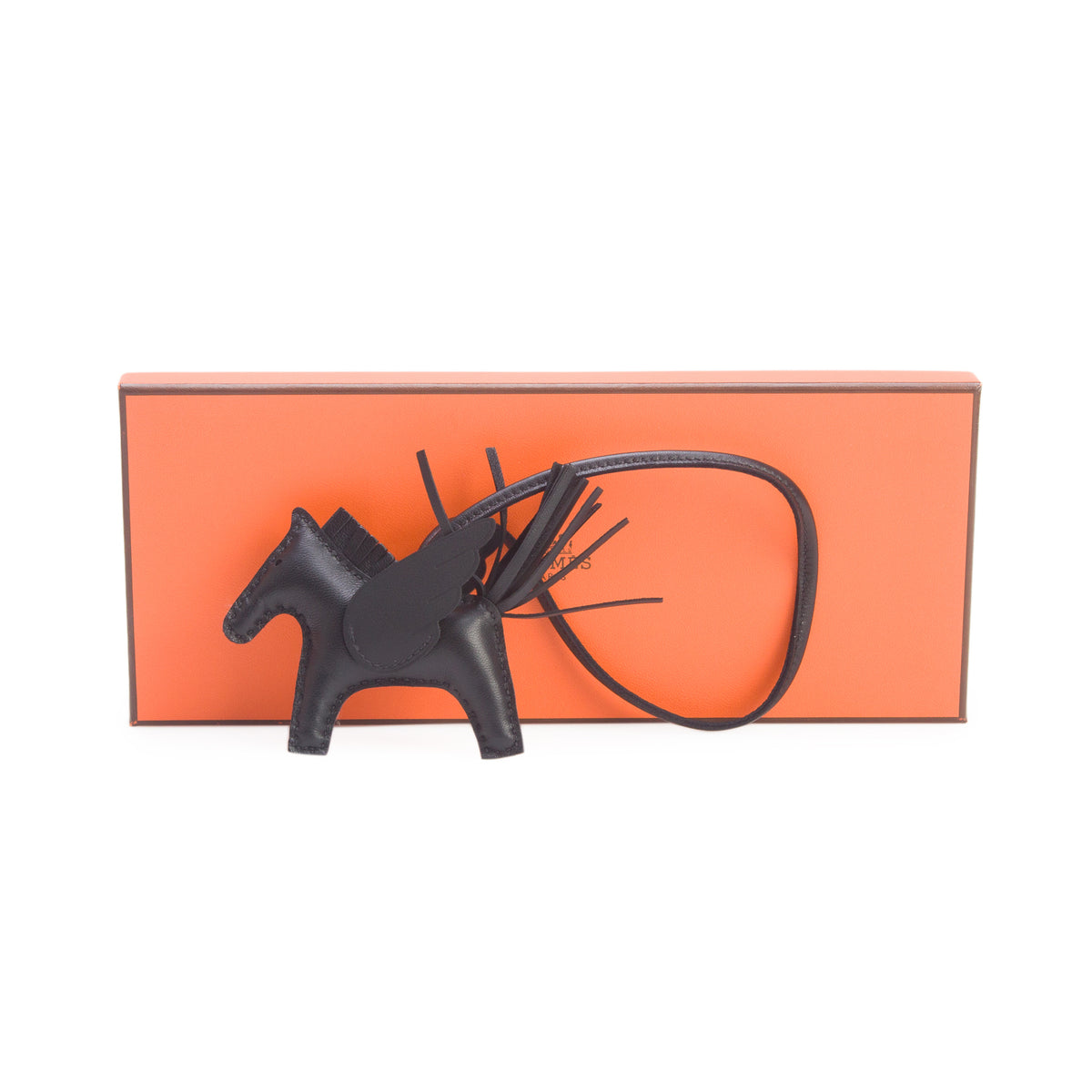 Hermes 2026 Noir Swift Rodeo Pegase Horse Bag Charm PM w/ Box