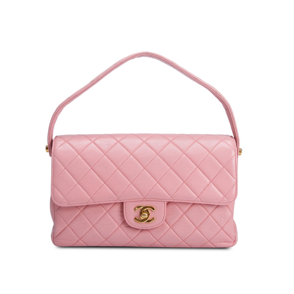 Chanel Vintage Pink Quilted Lambskin Double Sided Flap w/ Authenticity Card