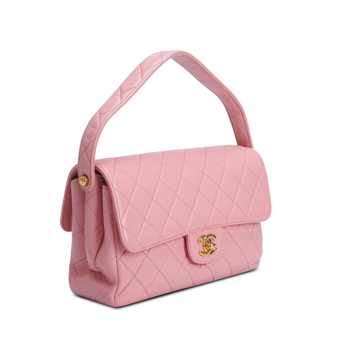 Chanel Vintage Pink Quilted Lambskin Double Sided Flap w/ Authenticity Card