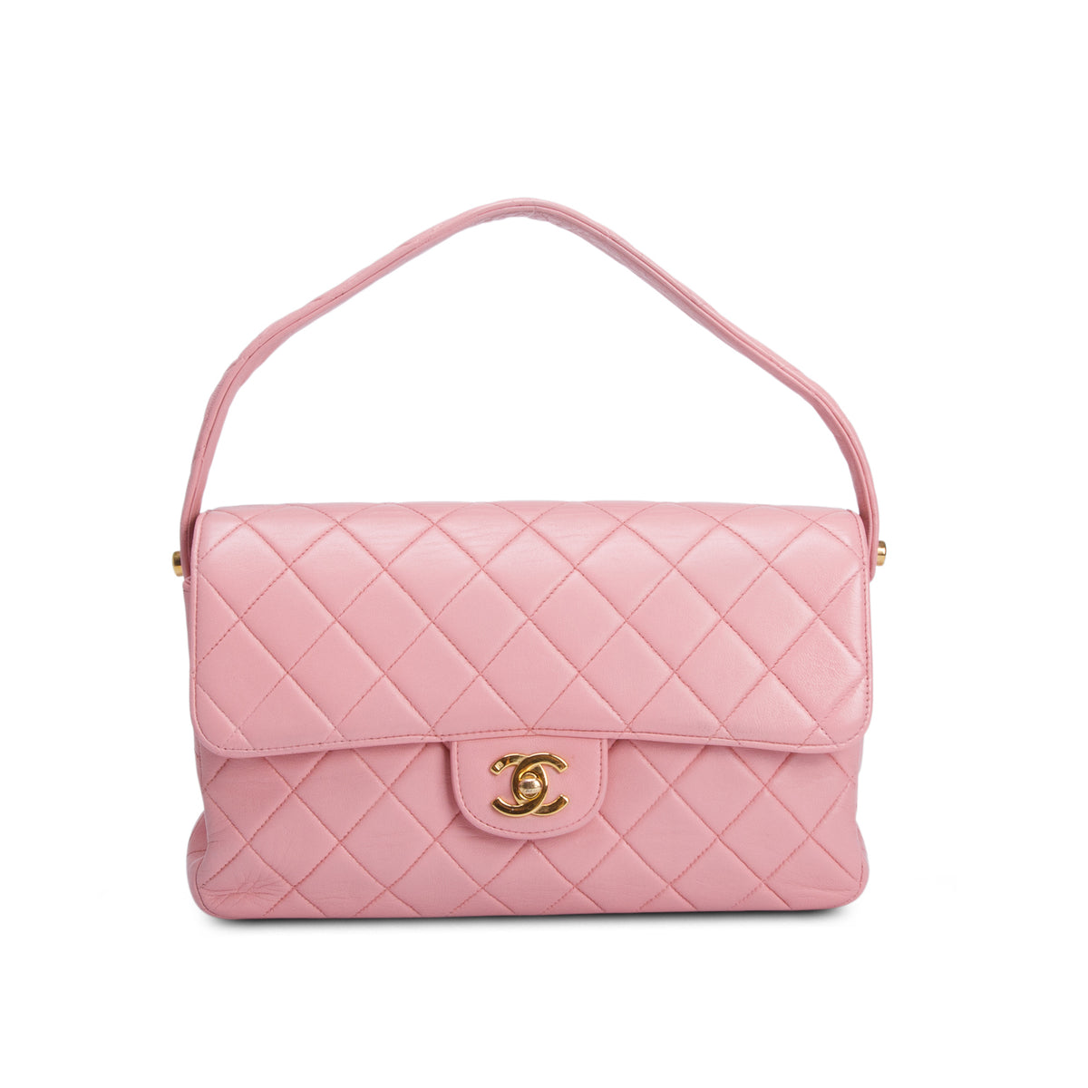 Chanel Vintage Pink Quilted Lambskin Double Sided Flap w/ Authenticity Card