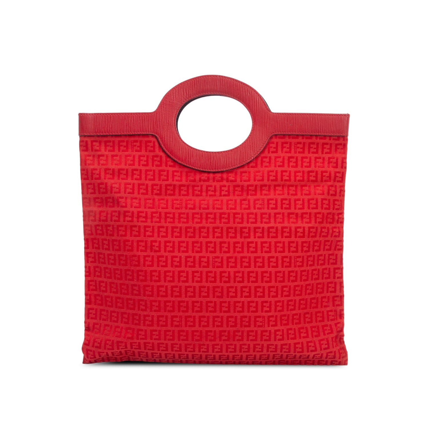 Fendi Vintage Red Zuchinno Runaway Shopping Tote