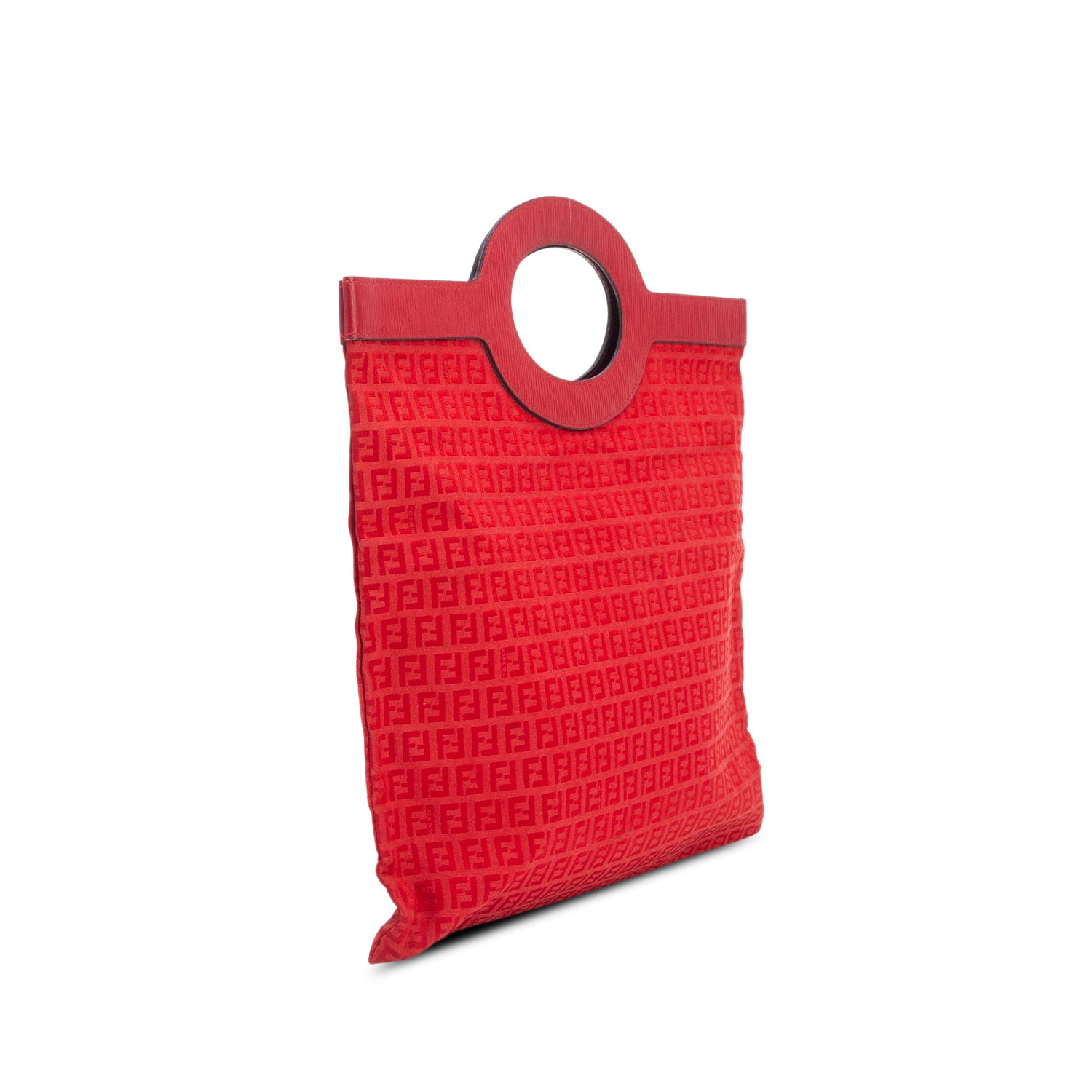 Fendi Vintage Red Zuchinno Runaway Shopping Tote