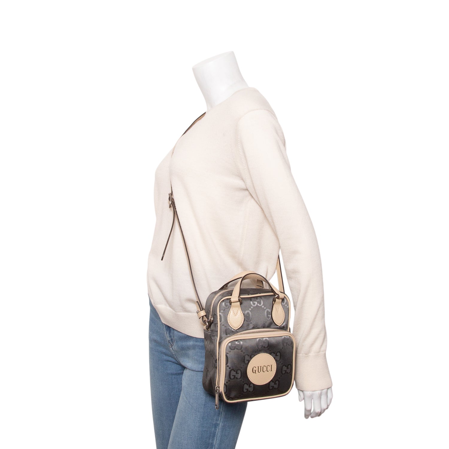 Gucci Grey Econyl Nylon Monogram Off The Grid Shoulder Bag w/ Box