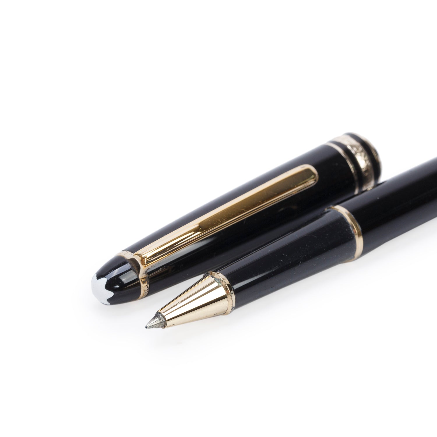 Montblanc Yellow Gold Coated Meisterstuck Classique Black Resin Ballpoint Pen