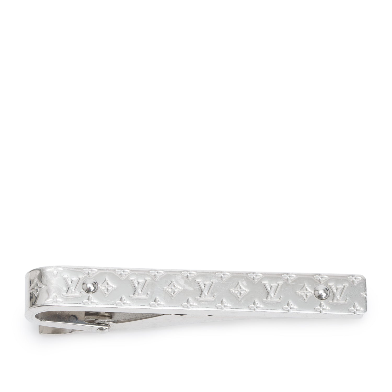Louis Vuitton Palladium Plated Monogram Tie Clip