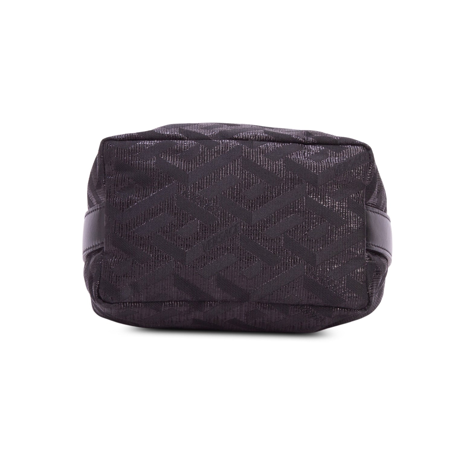 Versace Black Metallic Canvas La Greca Signature Mini Bag w/ Chainn