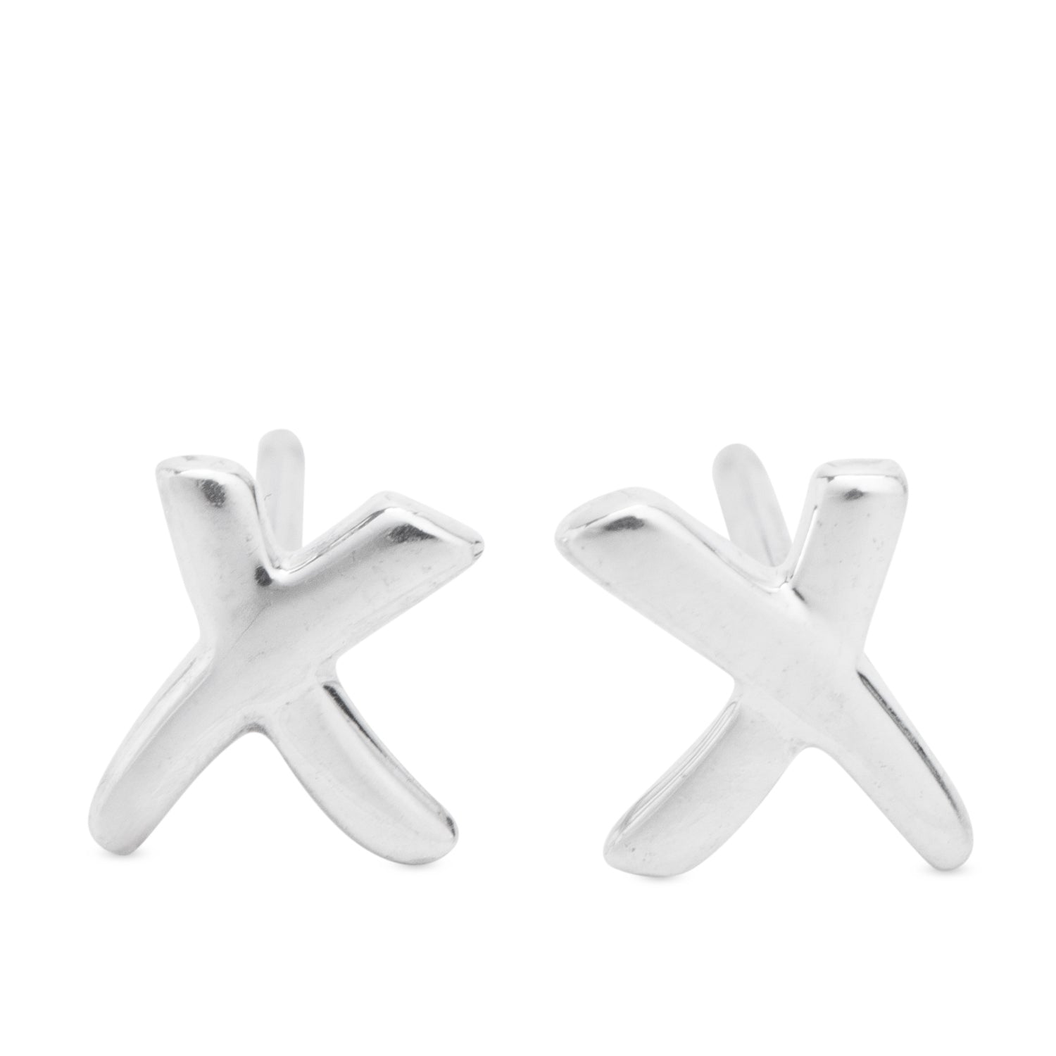 Tiffany & Co. Vintage Paloma Picasso Sterling Silver Graffiti 'X' Stud Earrings