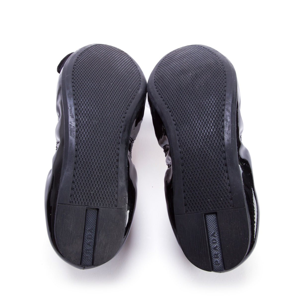 Prada Black Patent Leather Nylon Bow Flats, Women's Size 36.5 w/ Box