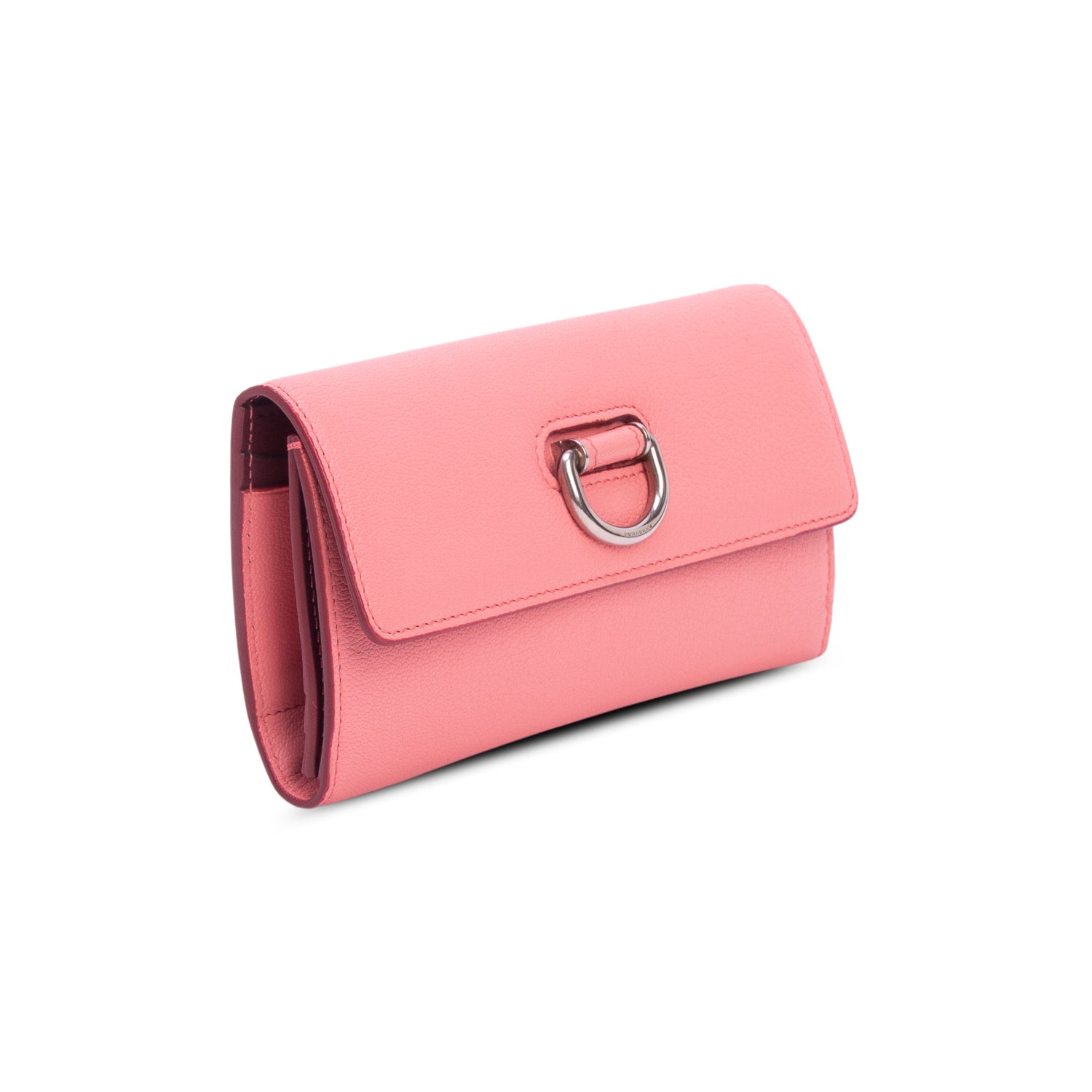 Burberry Pink Calfskin D-Ring Continental Wallet
