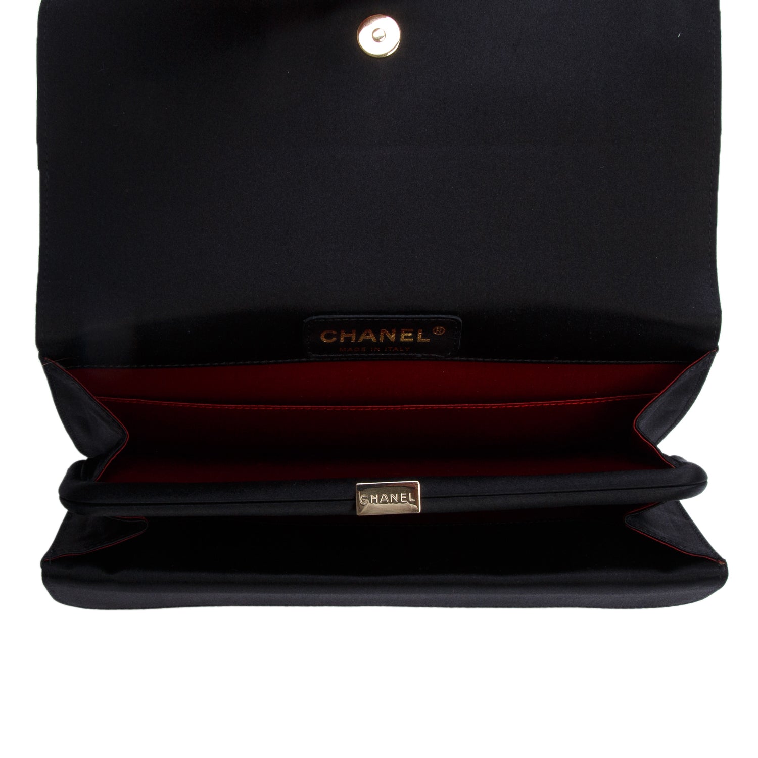 Chanel Black Satin Bow Clutch w/ Authenticity Card
