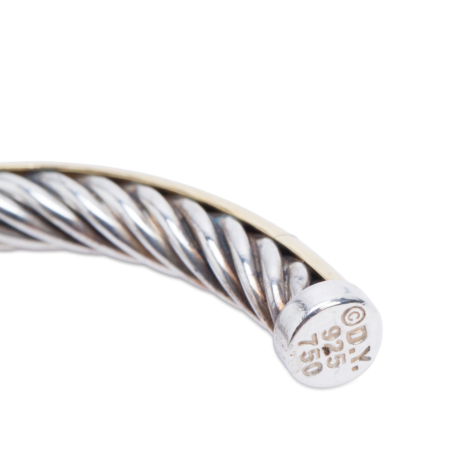 David Yurman Sterling Silver & 18k Yellow Gold Cable Hoop Earrings
