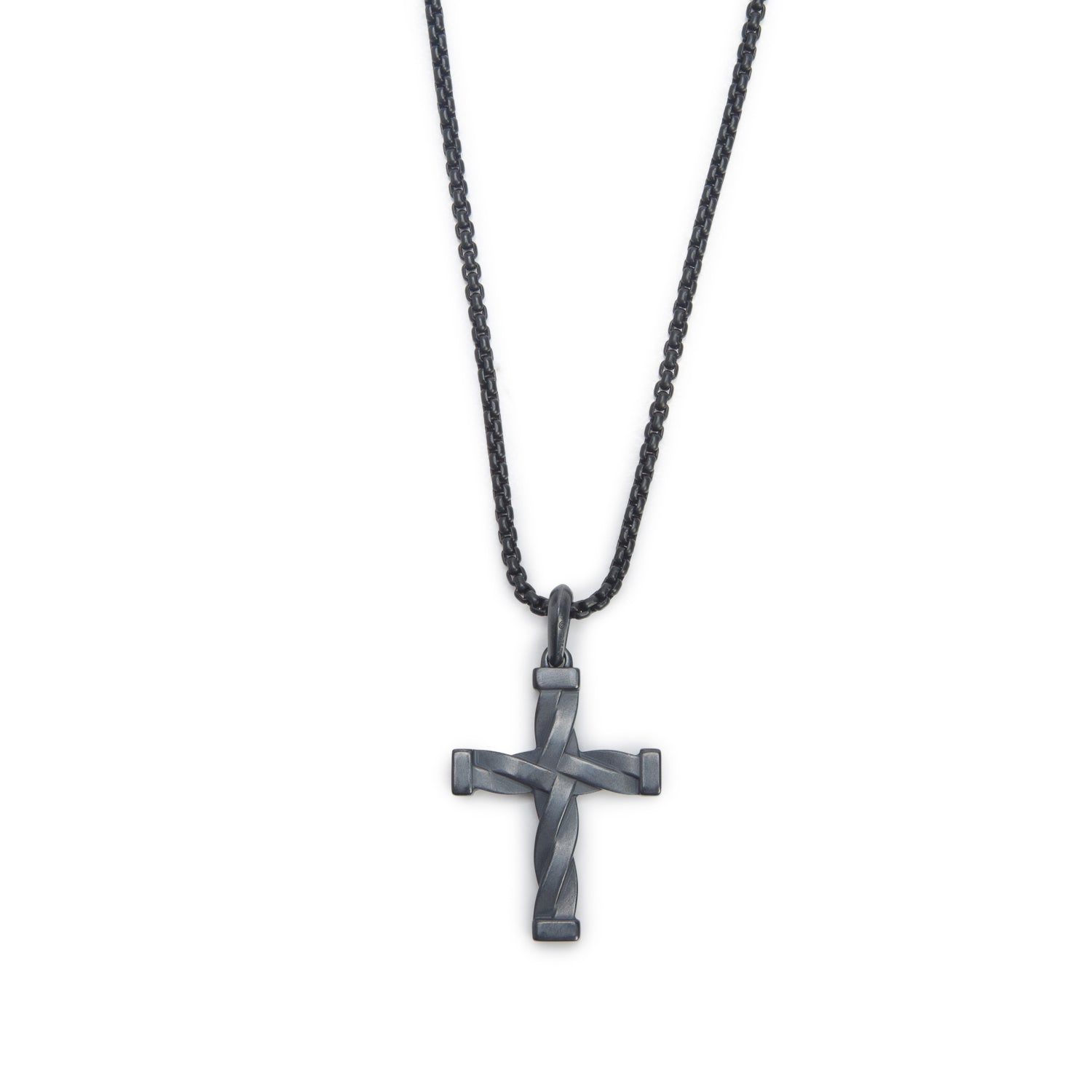 David Yurman Titanium & Black PVD Steel 36 MM Helios Cross Pendant Necklace